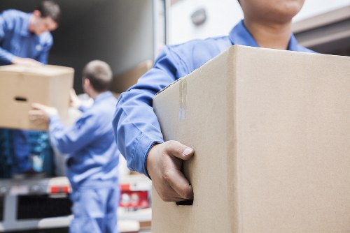 Office relocation planning in Kennington with desks and moving boxes