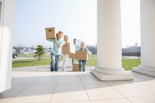 Packed boxes and furniture ready for a Kennington home move