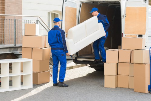 Kennington removals pricing overview with moving boxes and van