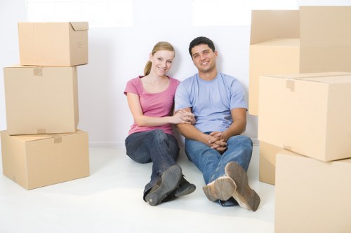 Boxes and household furniture prepared for home removals
