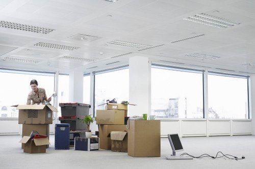 Local office moving team handling equipment in Kennington streets