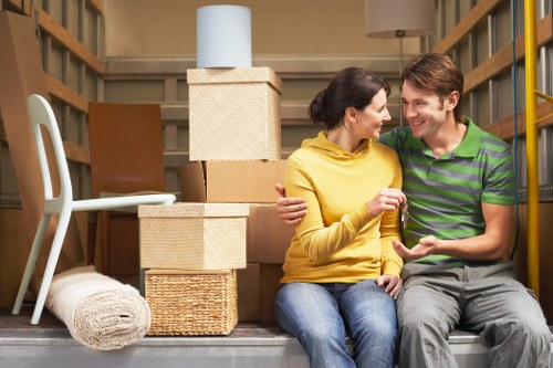 Removal van loaded with household furniture for transport